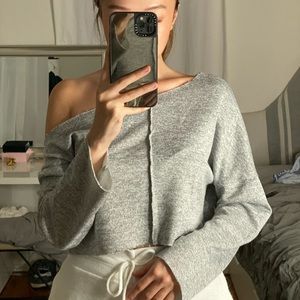 off the shoulder gray marl sweater